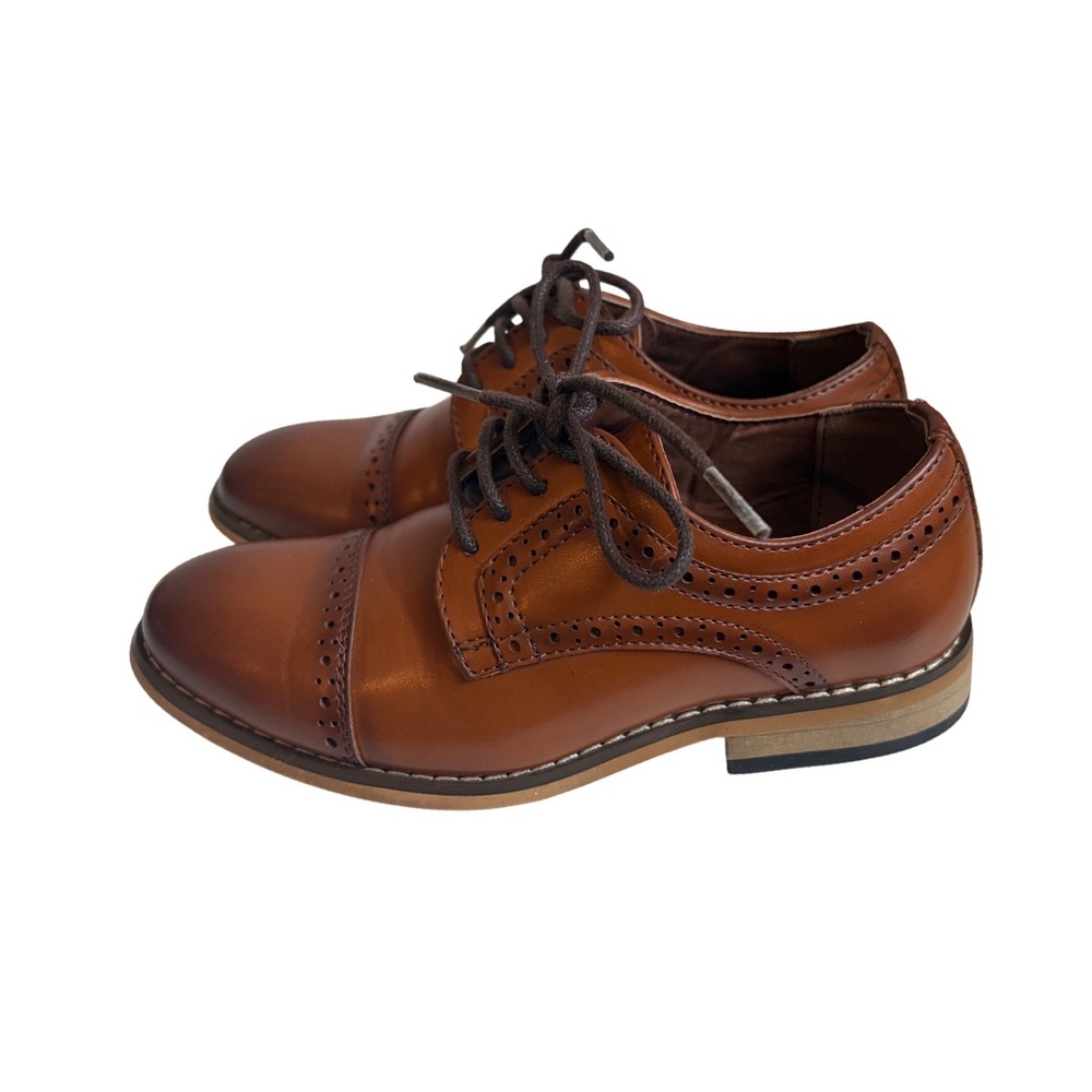 Stacy Adams Kids Cognac Brown Cap Toe‎ Brogue Oxford Dress Shoes 11M 43418-221